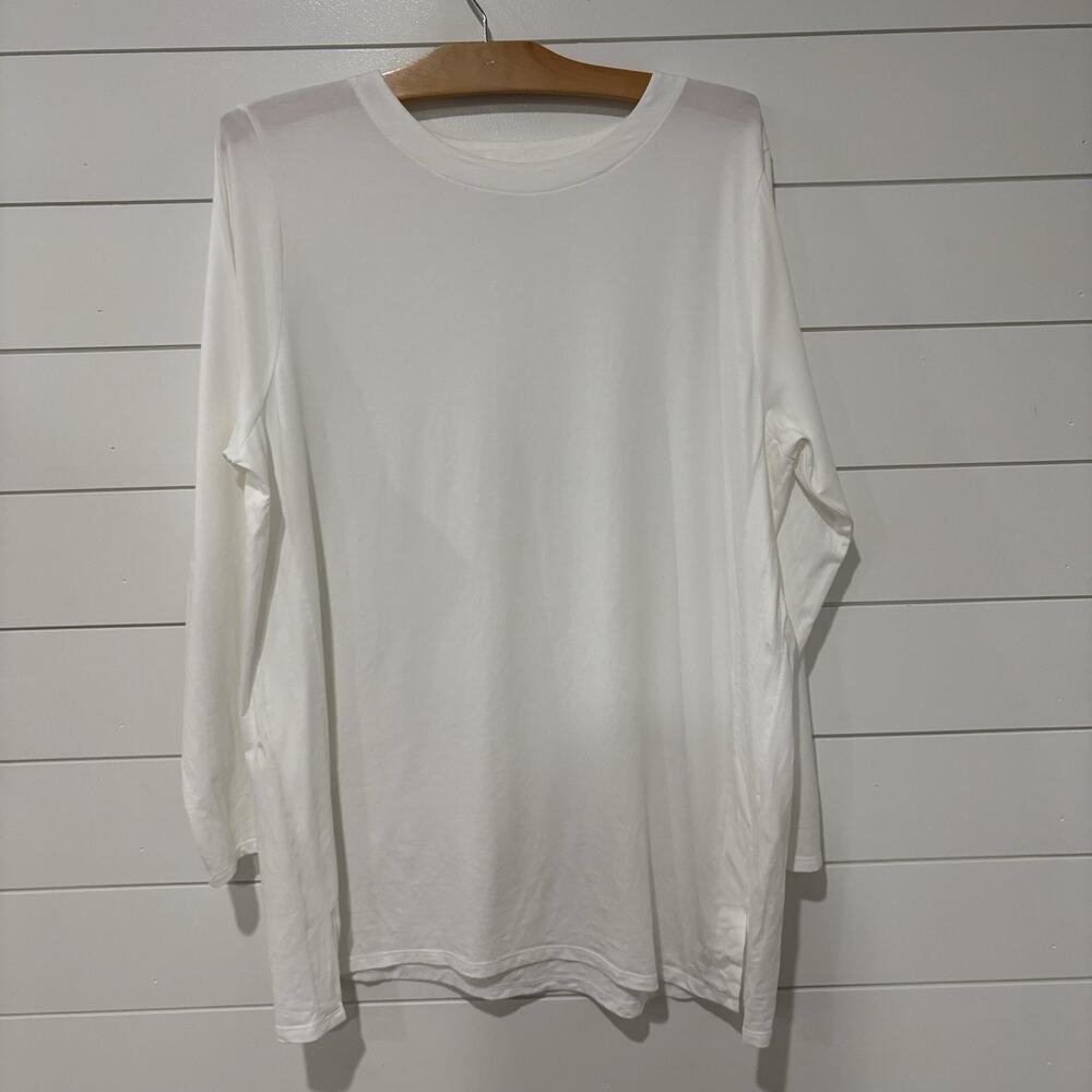 J. Jill | Top Long Sleeve Luxe Supima Tunic Stretch White- Size XL Petite